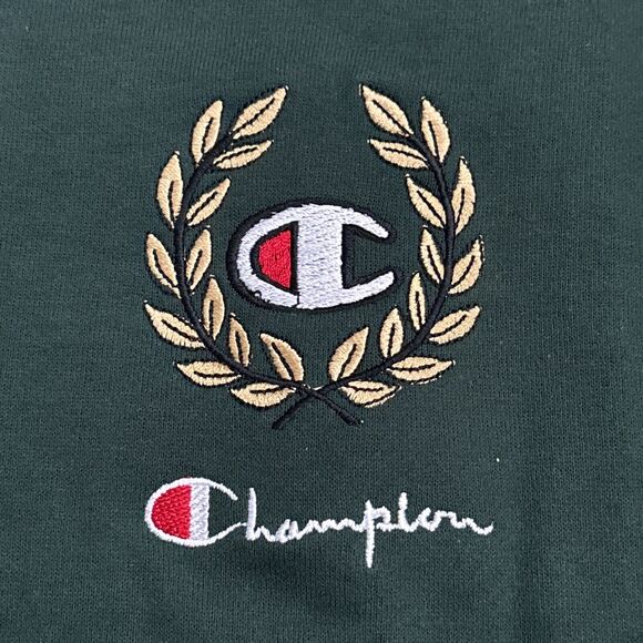 Vintage Champion Pullover Sweater Dark Green Logo Reverse Weave 80s Size X LARGE - Picture 2 of 10